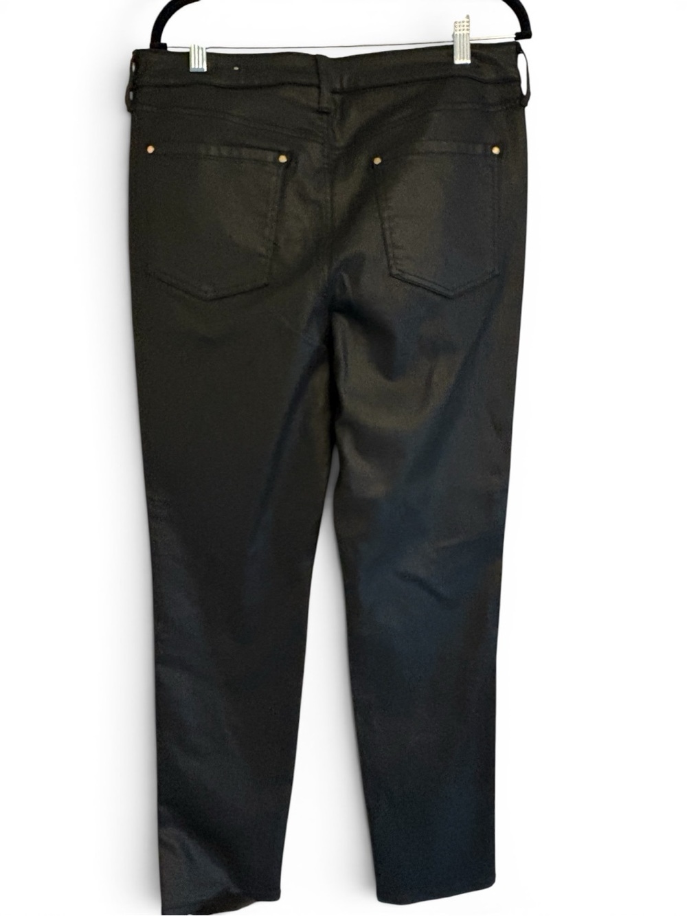 ✨ Chico’s Coated Black Straight Leg Jeans Size 2 (12) Leather Look ✨ - Picture 3 of 9
